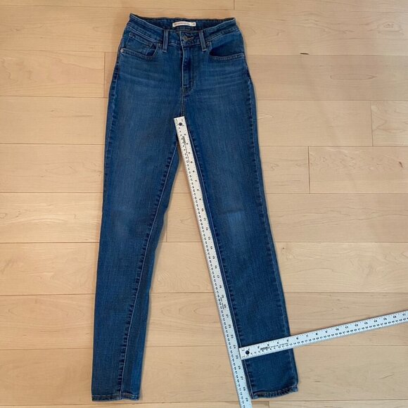 Levis Womens 721 High Rise waist Skinny Jeans Size 25 Blue Denim flattering sexy - Picture 8 of 11
